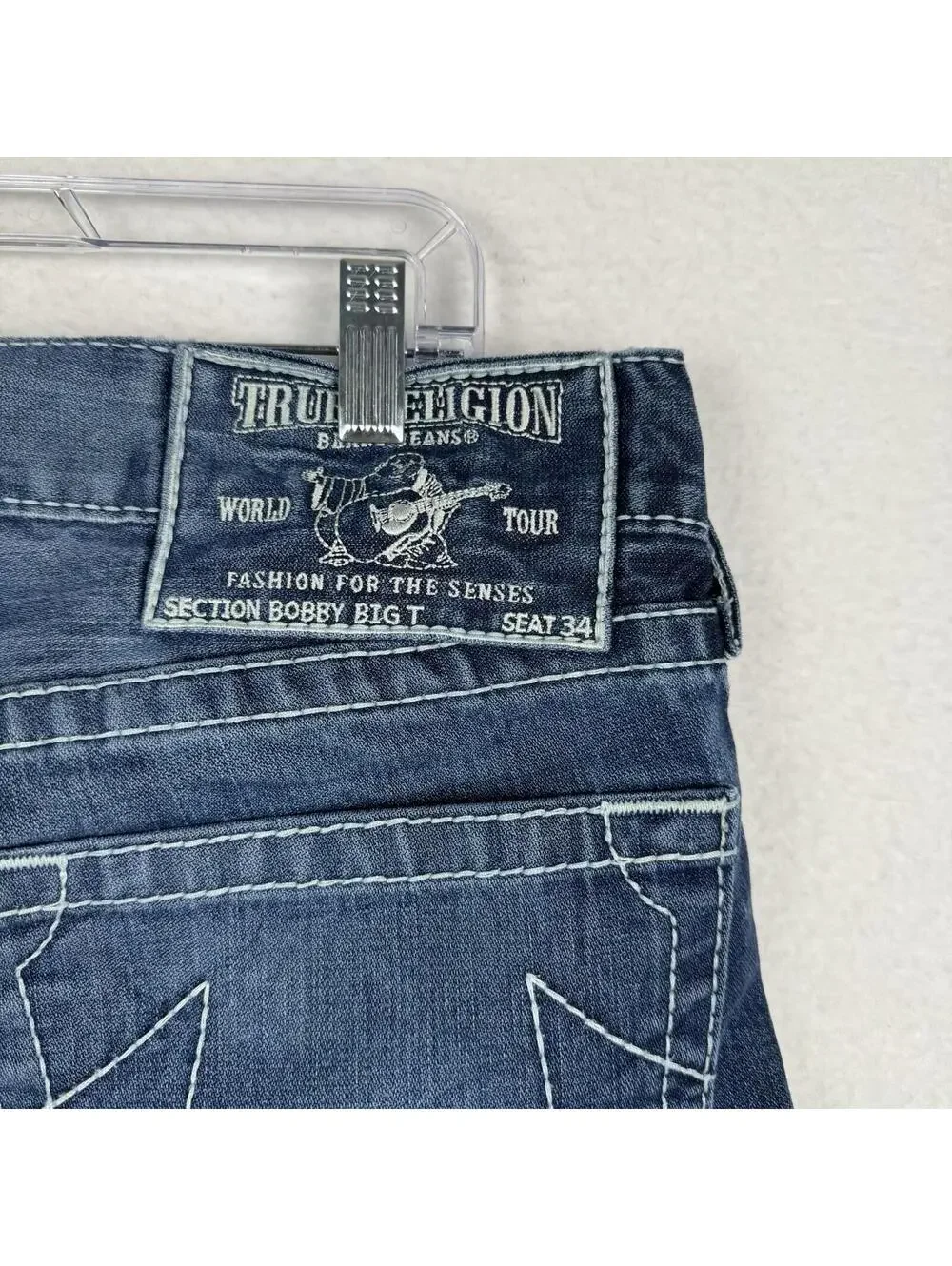 True Religion Bobby Big T Size 34 Mens Relaxed Loose Denim Jeans Y2K Made USA